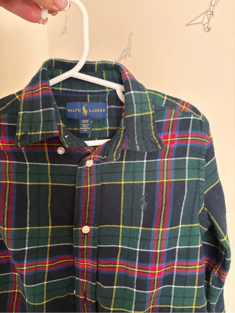 Ralph Lauren Navy & Green Plaid Button-Down Shirt